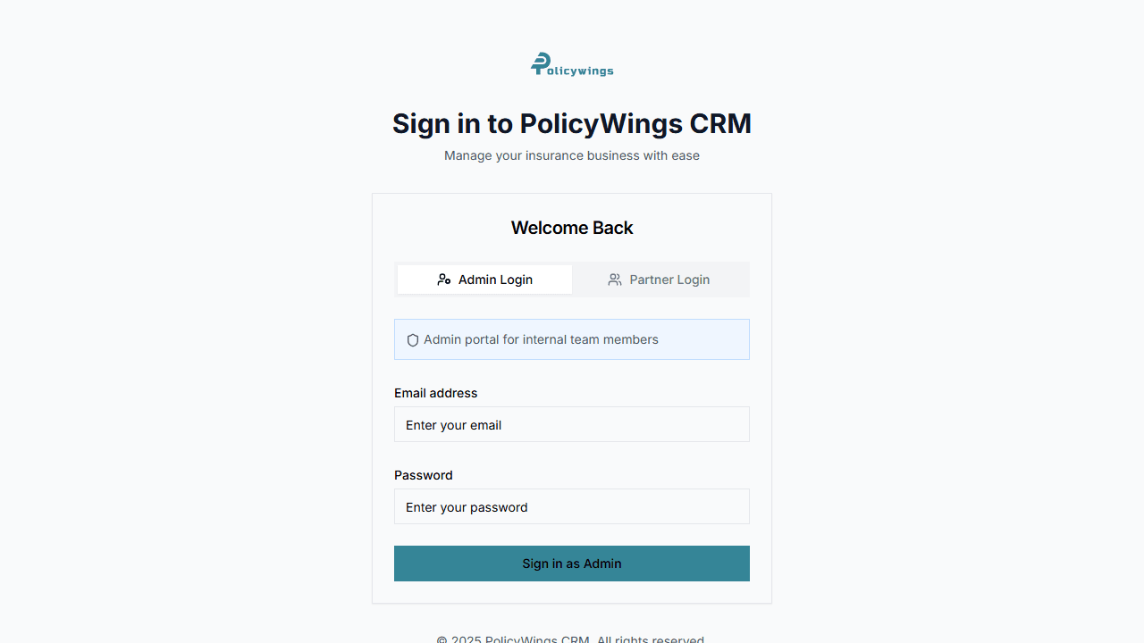 Policy Wings CRM Panel
